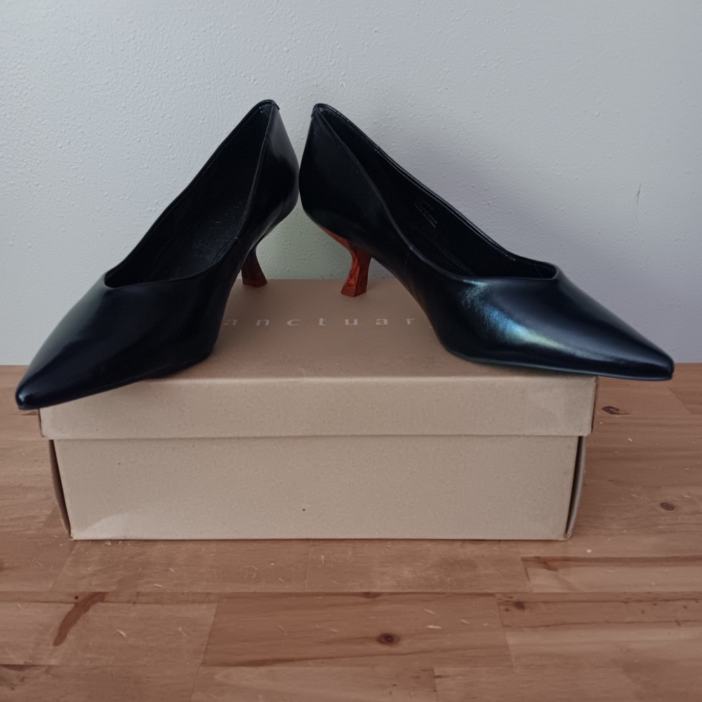 Sanctuary Padma Heels Women 9M Black New Pointed Toe Classic Heel Pumps Leather